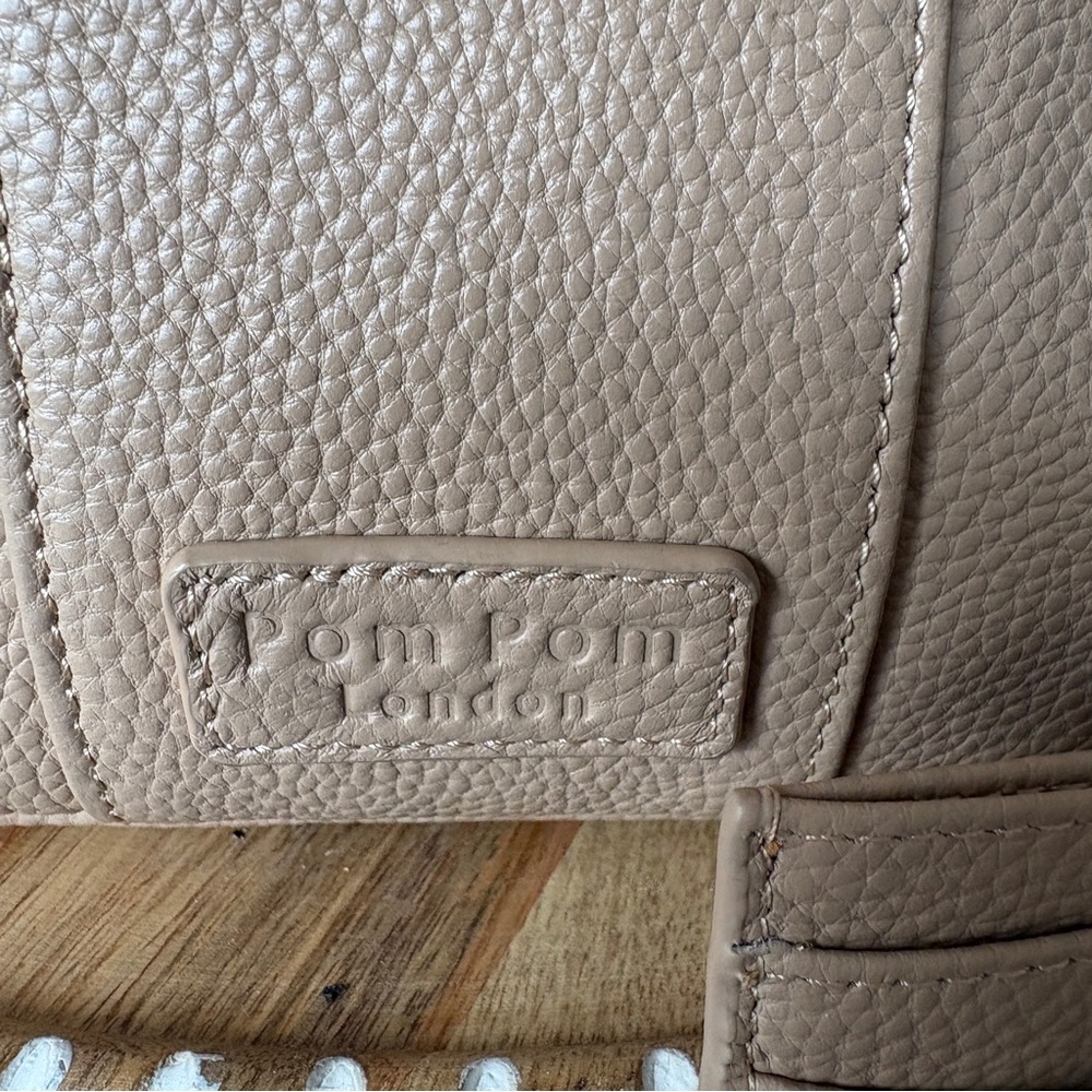 Pom Pom London Original Crossbody Bag Purse Stone Beige NEW - Picture 7 of 16